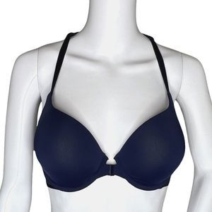 Victorias Secret Bra‎ T-Shirt Push-Up Full Coverage 34D Navy Blue Lace Racerback